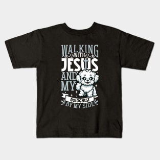 Jesus and dog - Bolognese dog Kids T-Shirt